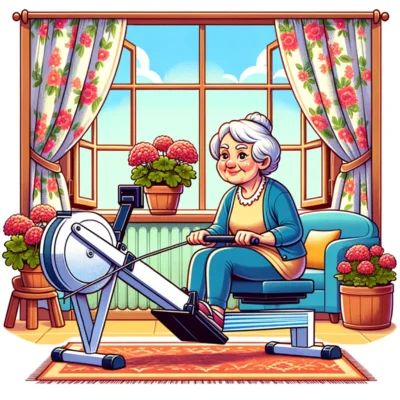 oudere-dame-oefent-op-goedkope-roeitrainer